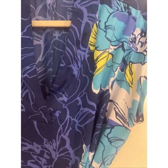 Liz Claiborne Dress Size Large pull on soft and simple  blue hot hous tropical - Picture 2 of 7